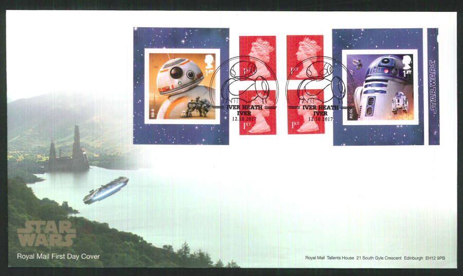 2017 - First Day Cover "Star Wars" Droids Retail Booklet, Royal Mail, Iver Heath, Iver Pictorial Postmark - Click Image to Close